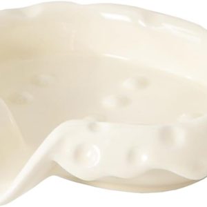 Ceramic Soap Dishes with Drain Spout, Modern Bathroom Countertop Soap Holder, Porcelain Soap Tray for Sink. Cream White.