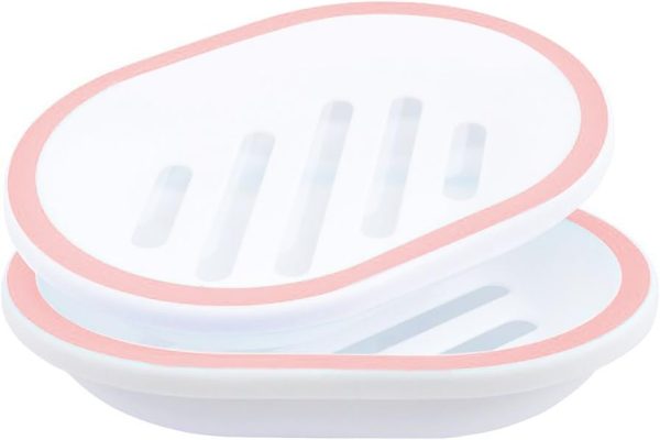 2-Pack Soap Dish with Drain, Soap Holder, Soap Saver, Easy Cleaning, Dry, Stop Mushy Soap (White)