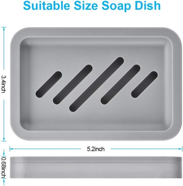 2PCS Draining Soap Dishes, Dishwashing Sponge Soap Holder with Water Tray, Keep The Place Dry, Easy to Clean Soap Cases, Suitable for Kitchen, Bathroom, Container (Gray)