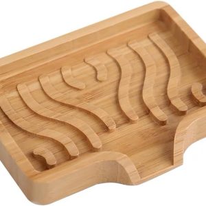 Bamboo Soap Dish Holder Tray, Wood Bar Soap Saver Self Draining Soap Case for Bathtub Hotel Home Decoration Countertop Drying Shower Sink (1PCS)
