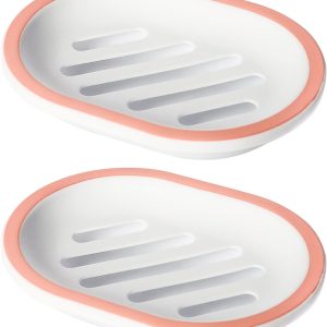 2-Pack Soap Dish with Drain, Soap Holder, Soap Saver, Easy Cleaning, Dry, Stop Mushy Soap (White)