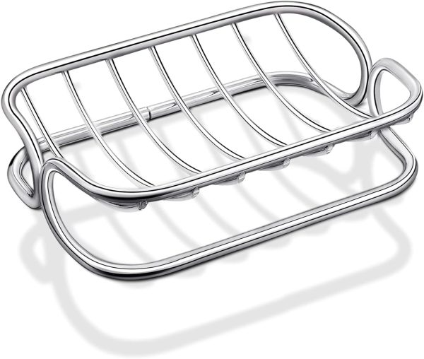 Bar Soap Dish Stainless Steel Shower Soap Holder Rust Proof Metal Soap Holder Self Draining Soap Sponge Holder Shelf Tray for Shower Bathroom Kitchen Sink
