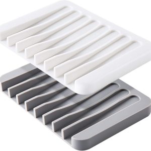 2PCS  Self Draining Soap Dishes, Premium Silicone Soap Holder & Saver for Shower, Bathroom, Kitchen, Bath Tub, Razor, Sponges, Drains Water Very Well, Can Extend Soap Life, Easy Clean