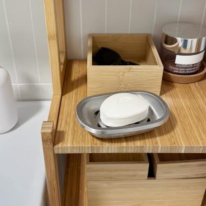 Silver Soap Dish  Stainless Steel Brushed Soap Dish with Drain Bathroom Soap Holder